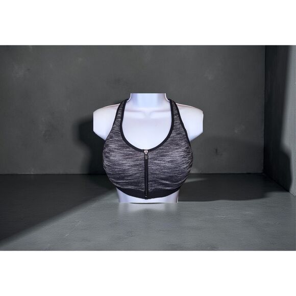 Victoria’s Secret Victoria Sport Black Front Zip Racerback Sports Bra Size 34D - Picture 1 of 7
